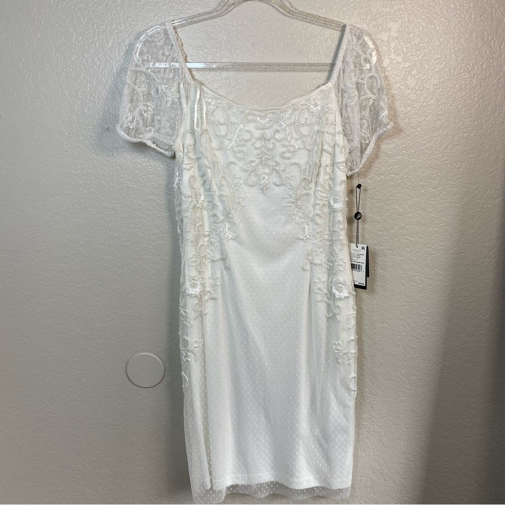 Adrianna Papell Women's Off Shoulder Beaded Dress